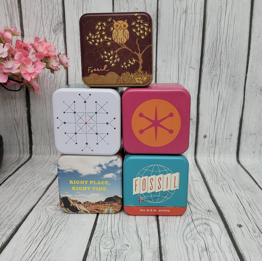 Assorted Tin Boxes - Authentic Fossil 4 Tins